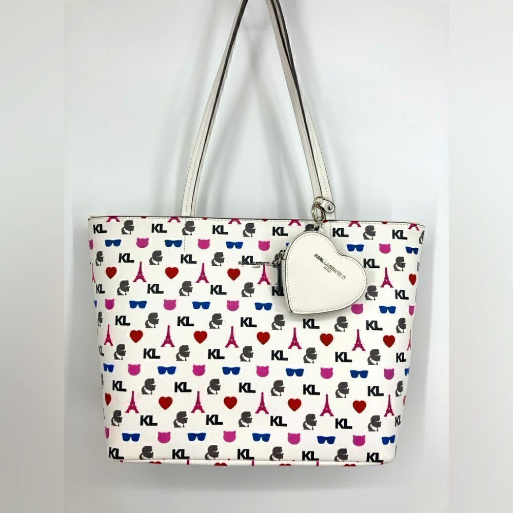 NWT Karl Lagerfeld Paris Adele Multi Color Logo Tote
